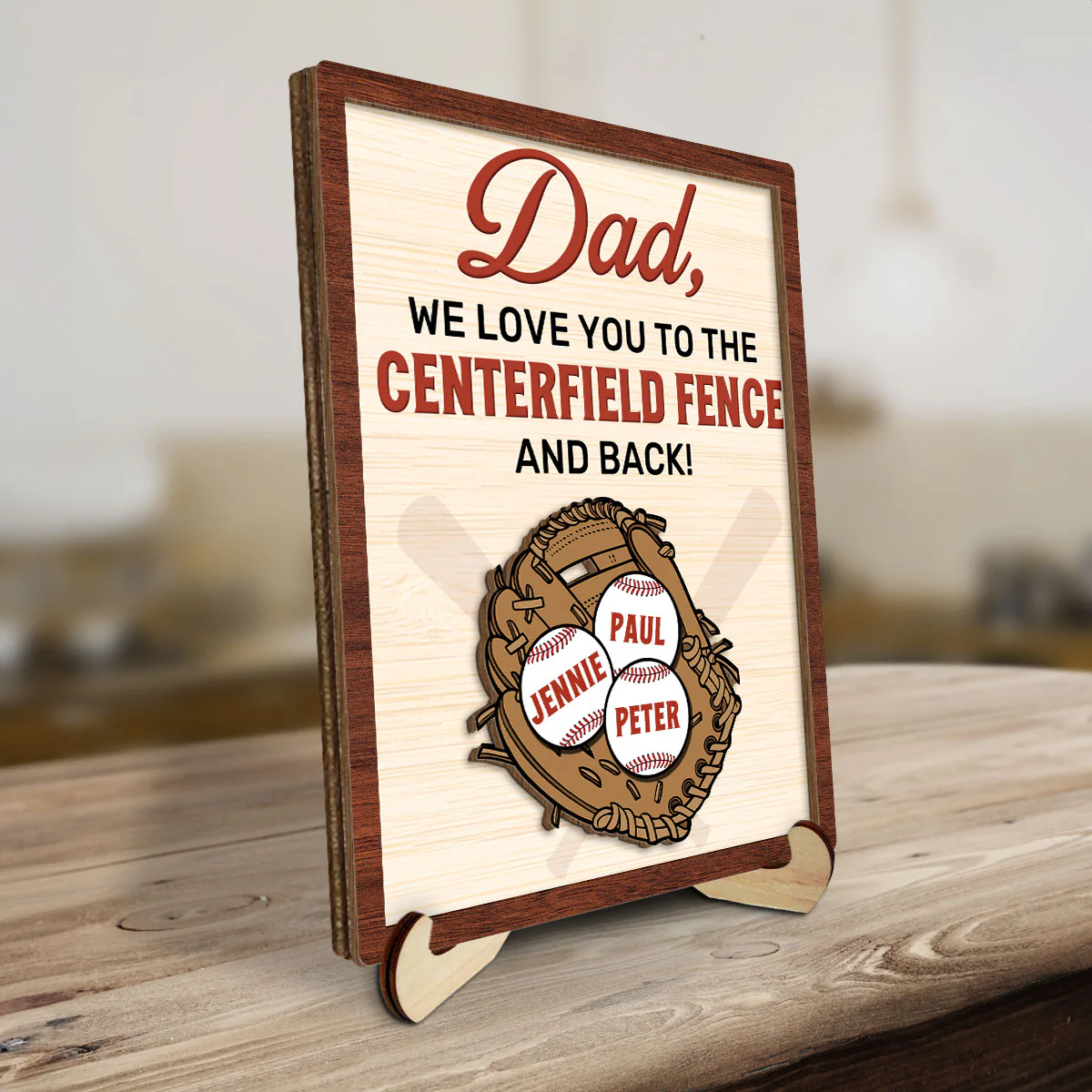 To The Centerfield And Back - Personalized Custom Wooden Plaque - Image 2