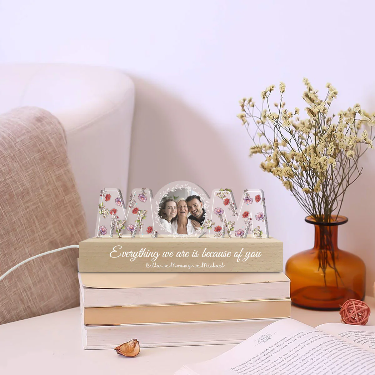 To The Moon And Back For You - Personalized Custom Acrylic Letters 3D LED Night Light - Image 3