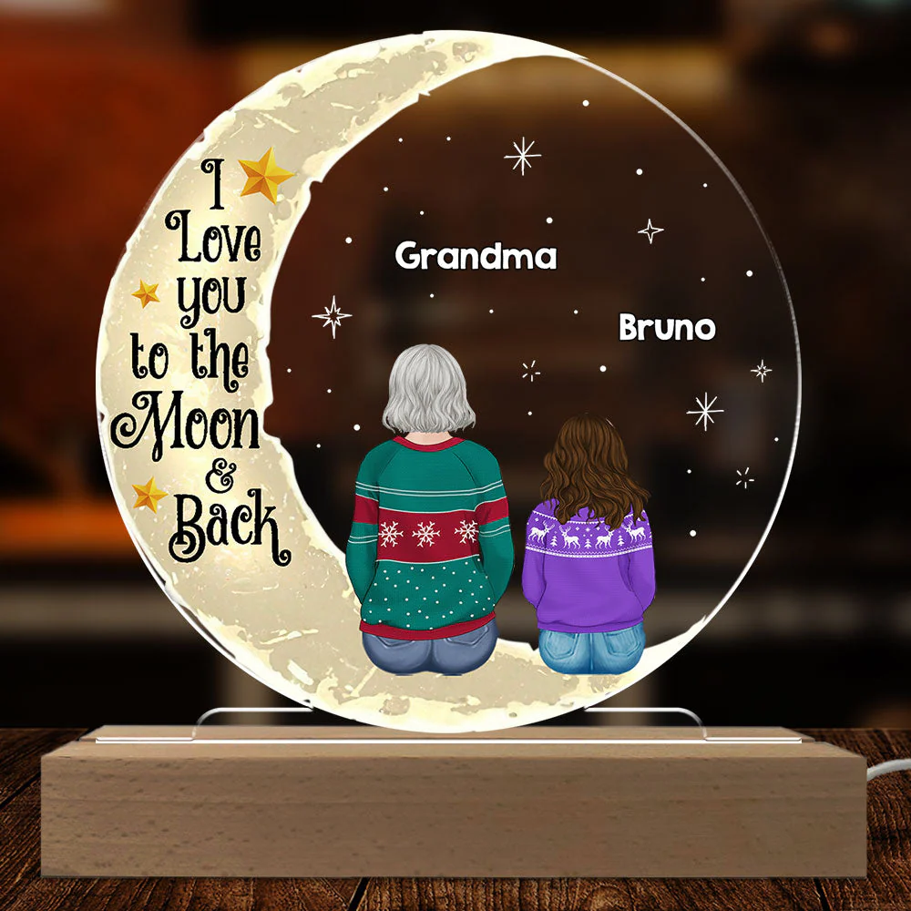 To The Moon And Back - Personalized Custom Acrylic Night Light - Image 3