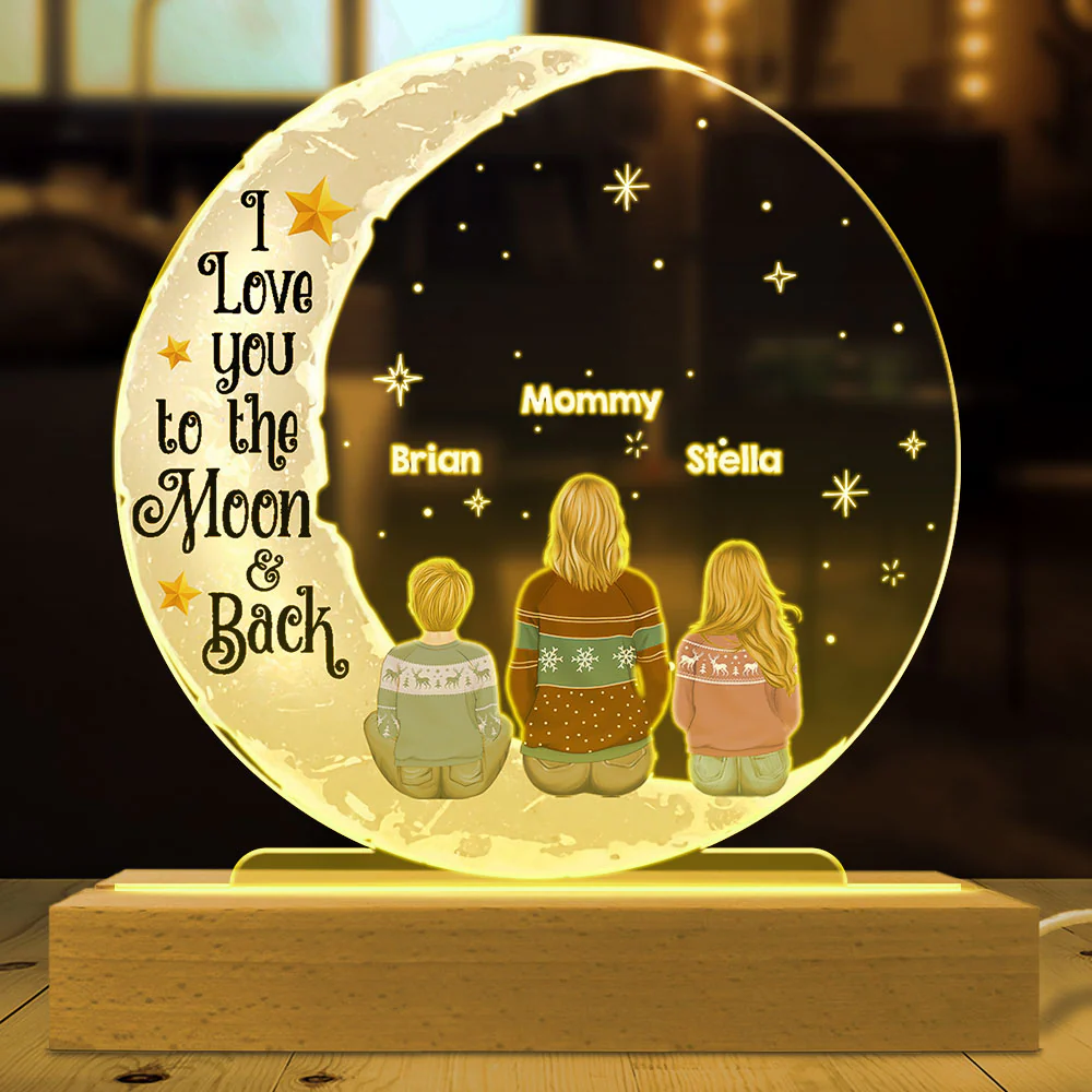 To The Moon And Back - Personalized Custom Acrylic Night Light - Image 4