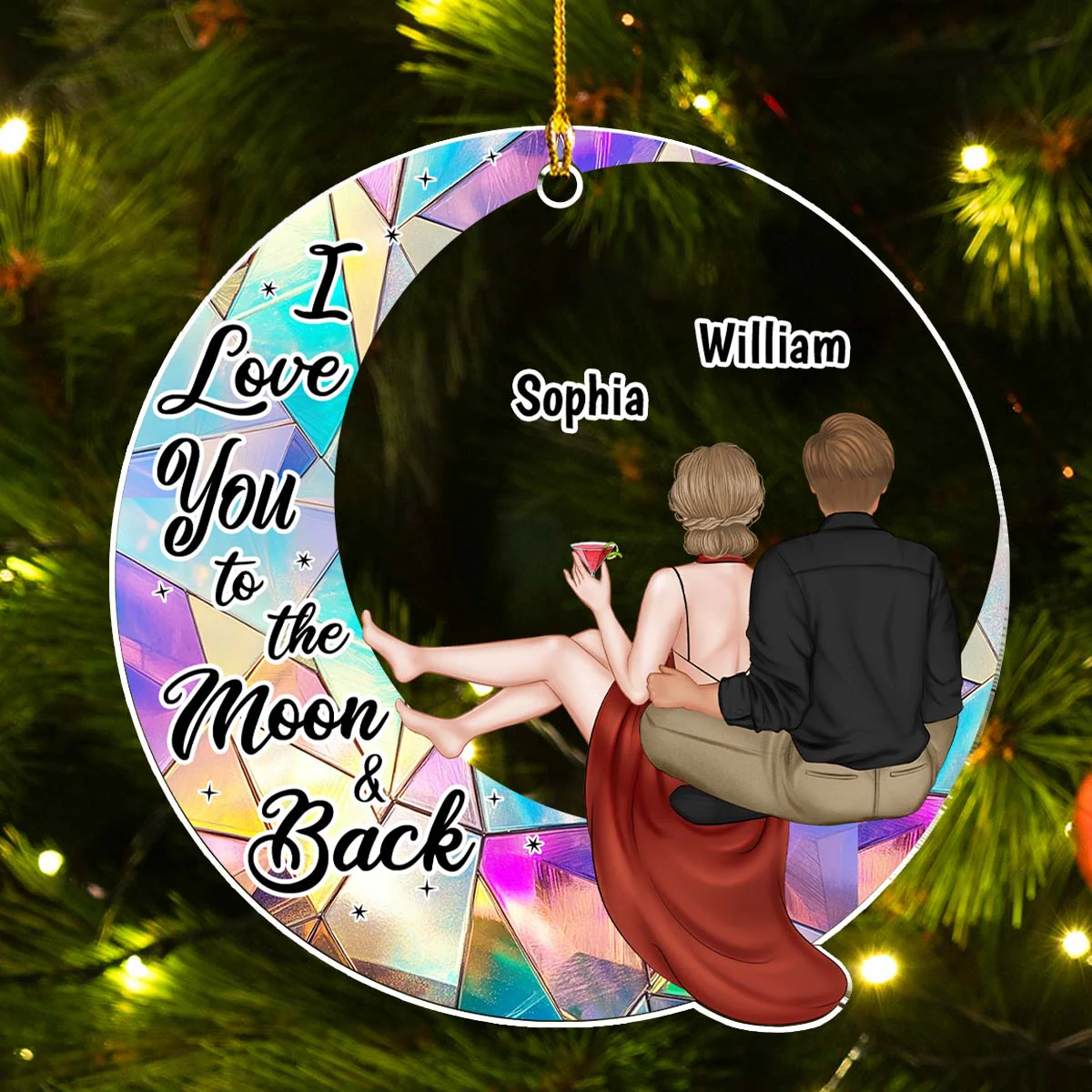 To The Moon And Back - Personalized Custom Acrylic Ornament - Image 2