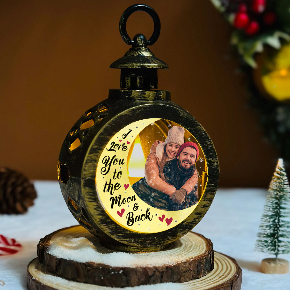 To The Moon And Back - Personalized Custom Christmas Lantern - Image 5
