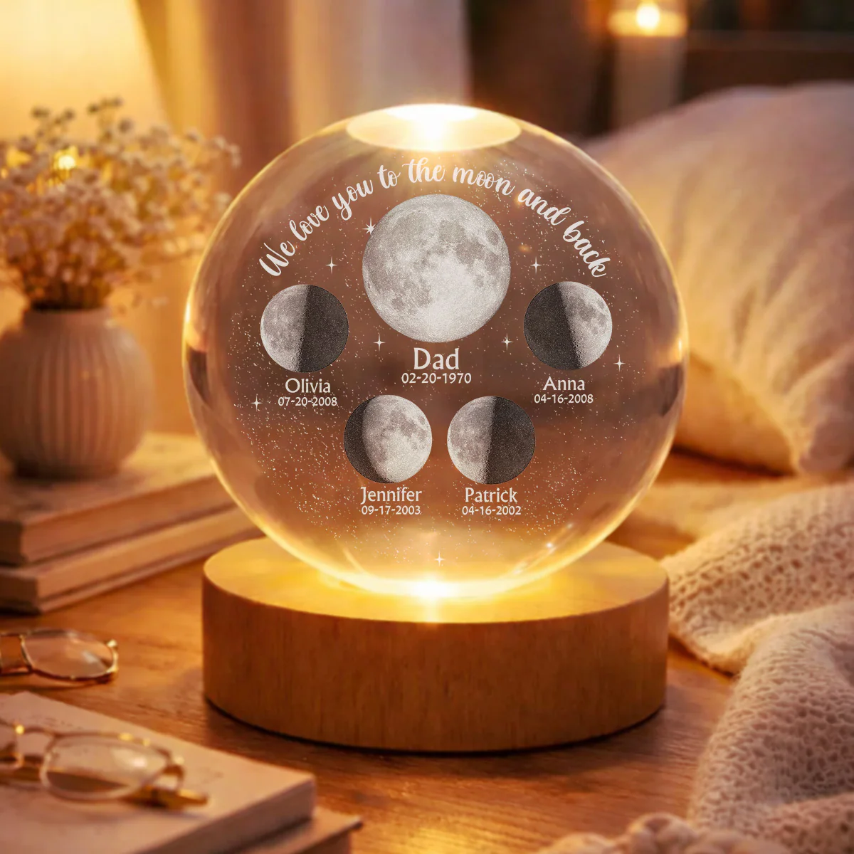 To The Moon And Back - Personalized Custom Crystal Globe Lamp - Image 5