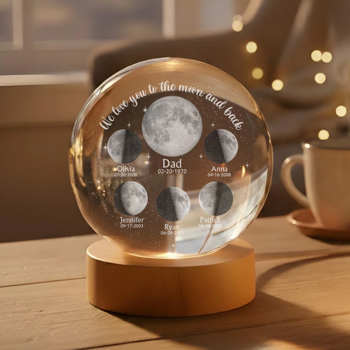 To The Moon And Back - Personalized Custom Crystal Globe Lamp - Image 6
