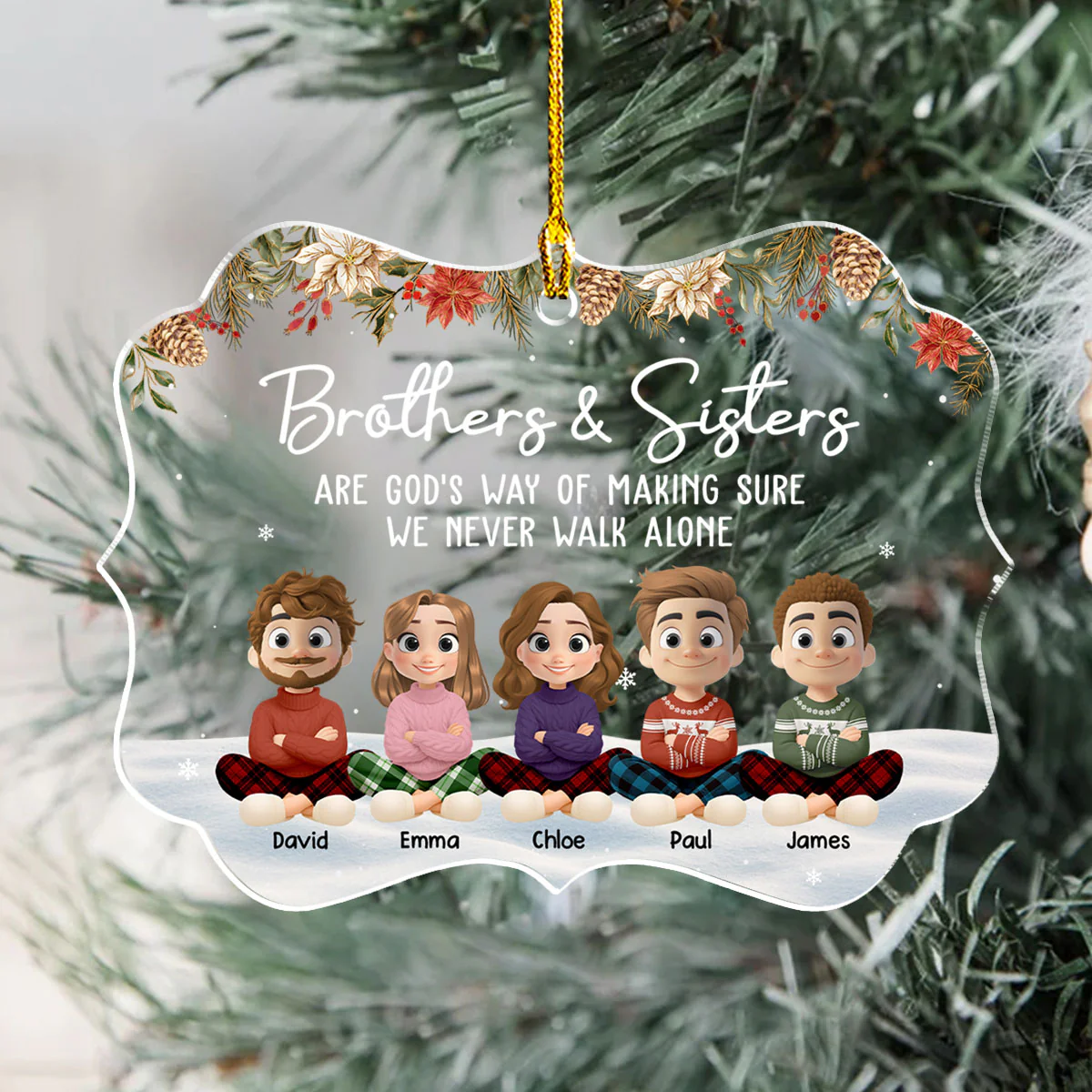 Together Always Brothers and Sisters - Personalized Custom Acrylic Ornament - Image 2