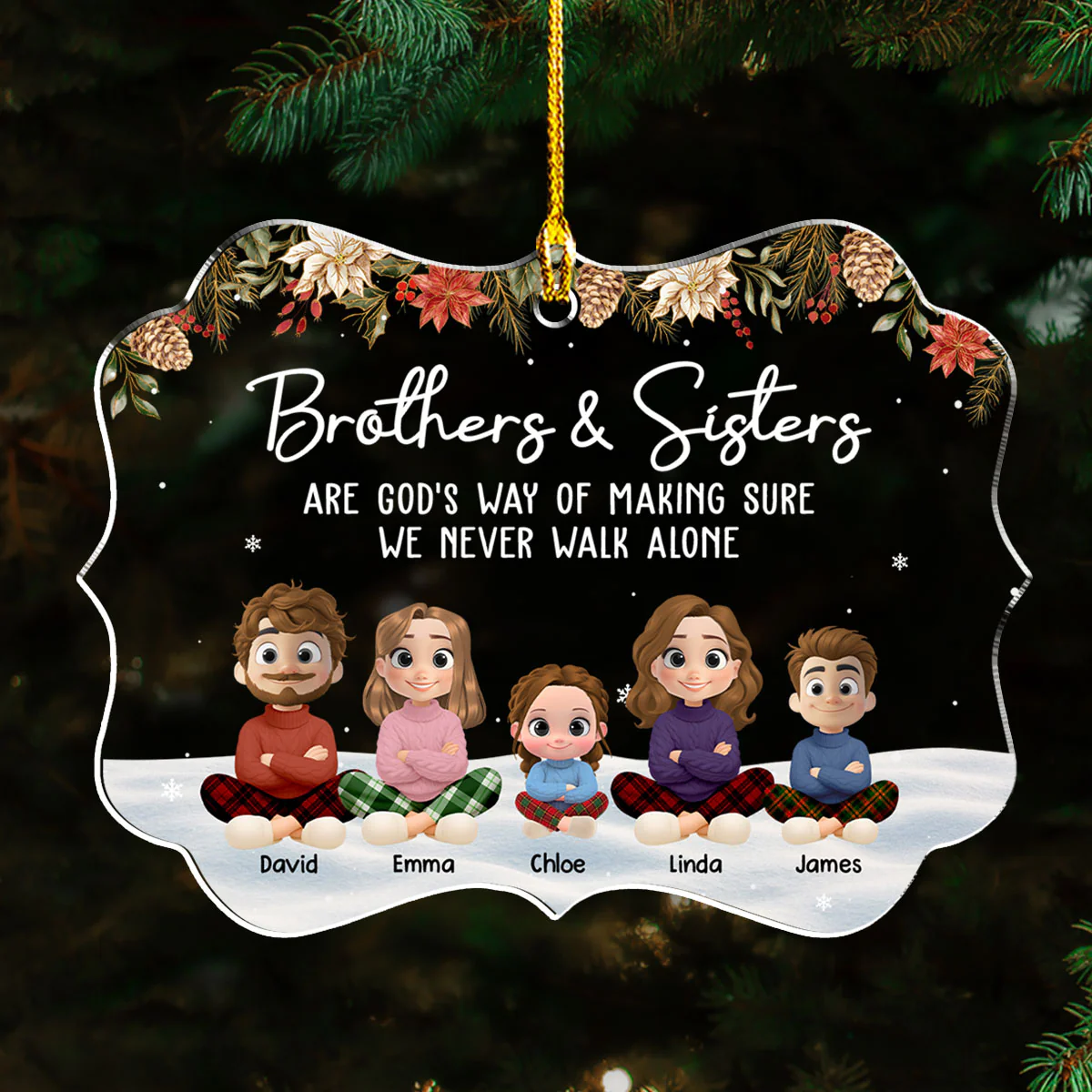 Together Always Brothers and Sisters - Personalized Custom Acrylic Ornament - Image 4