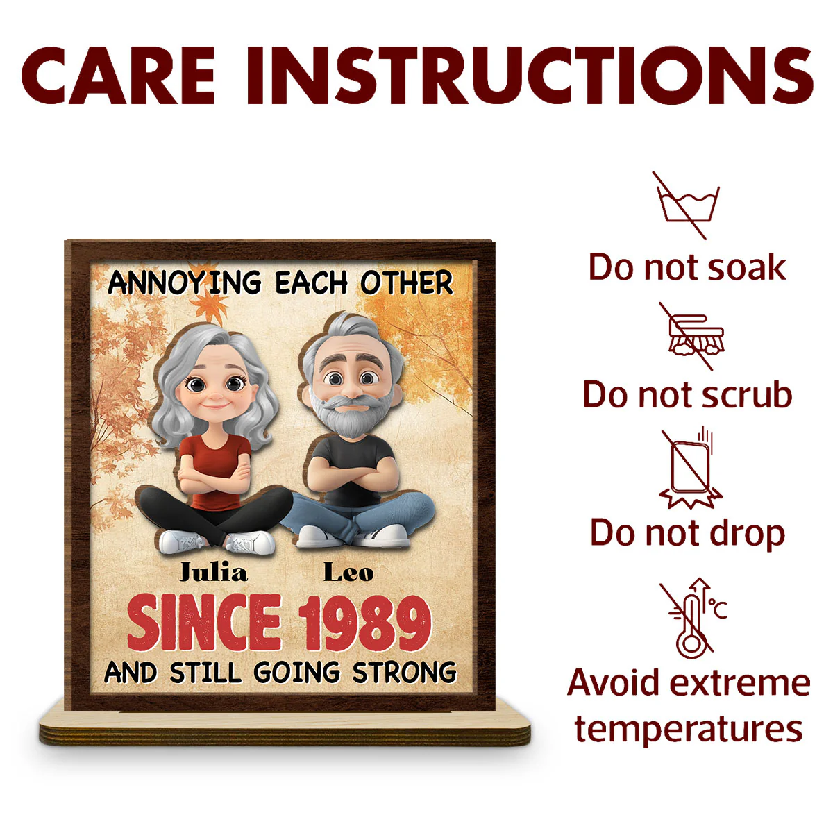 Together Forever - Personalized Custom 2-Layer Wood Plaque With Flat Base - Image 6