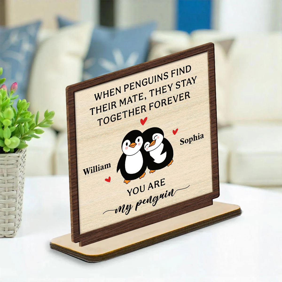 Together Forever - Personalized Custom 2-Layer Wood Plaque With Flat Base - Image 2