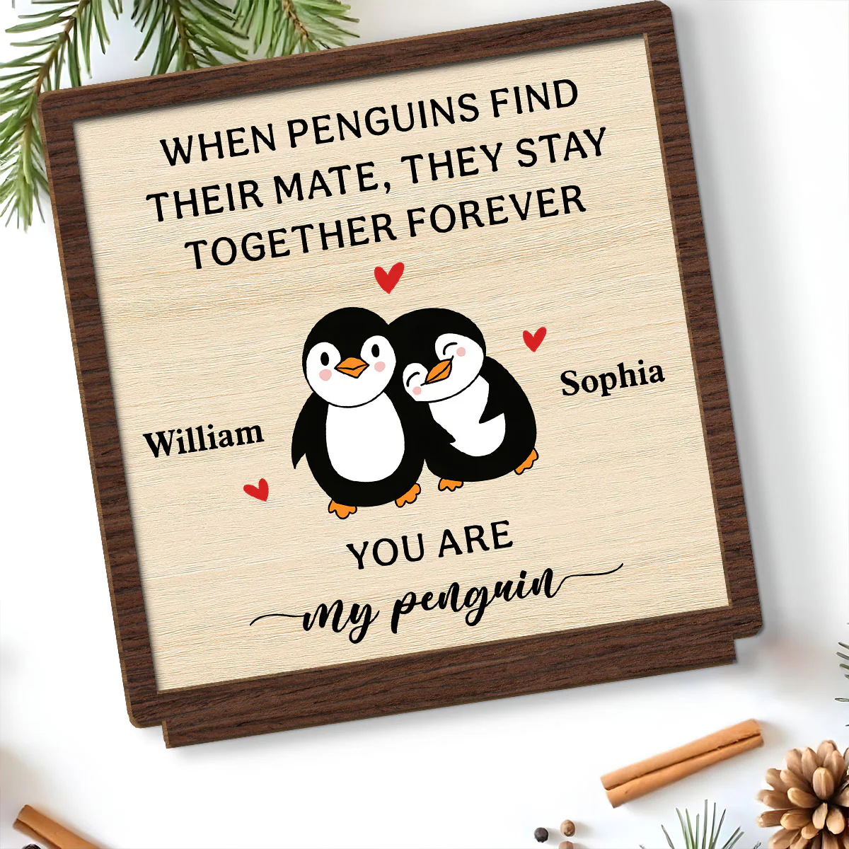 Together Forever - Personalized Custom 2-Layer Wood Plaque With Flat Base - Image 4