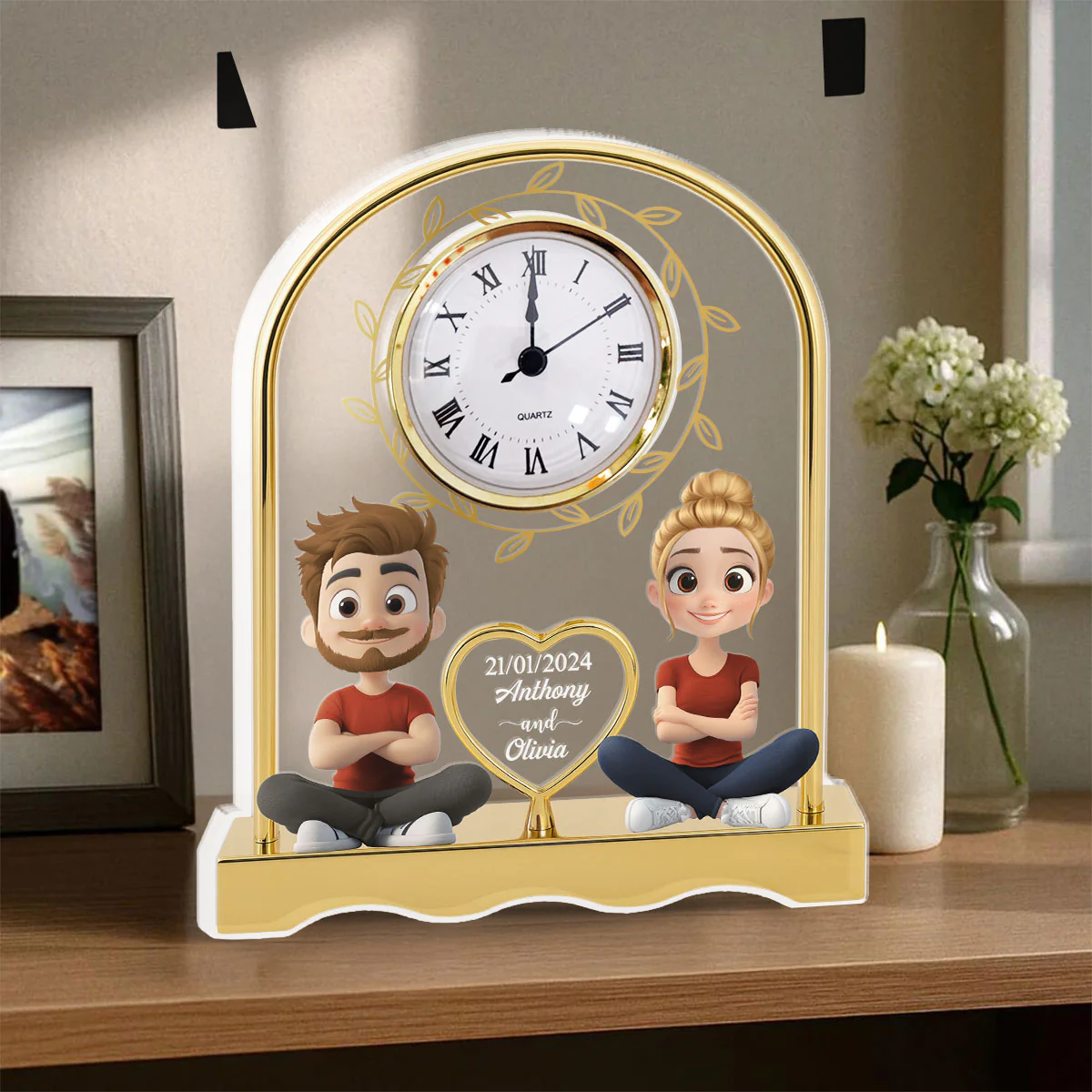 Together Forever - Personalized Custom Acrylic Desk Clock Plaque - Image 2