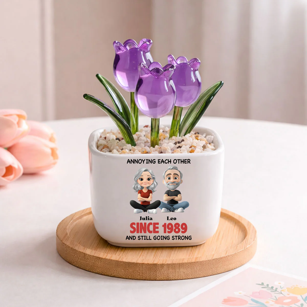 Together Forever - Personalized Custom Glass Everlasting Tulips