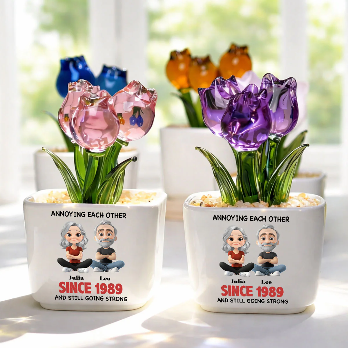 Together Forever - Personalized Custom Glass Everlasting Tulips - Image 3