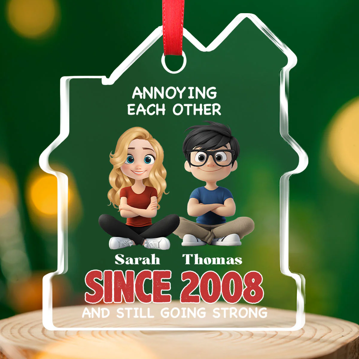 Together Forever - Personalized Custom House Shaped Glass Ornament - Image 3