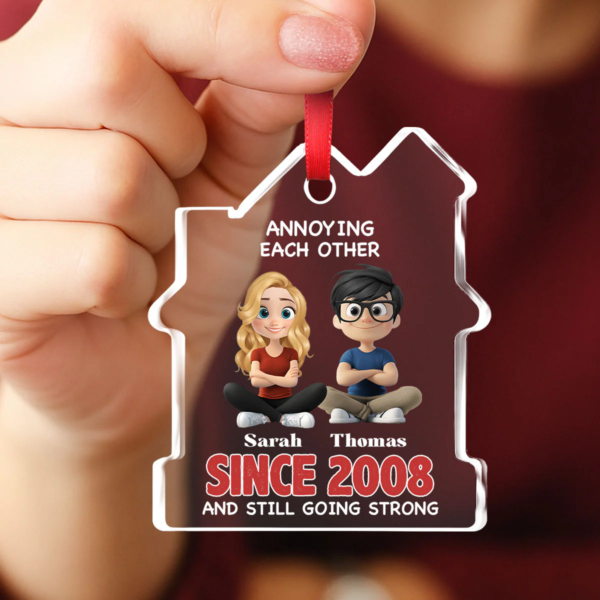Together Forever - Personalized Custom House Shaped Glass Ornament - Image 4