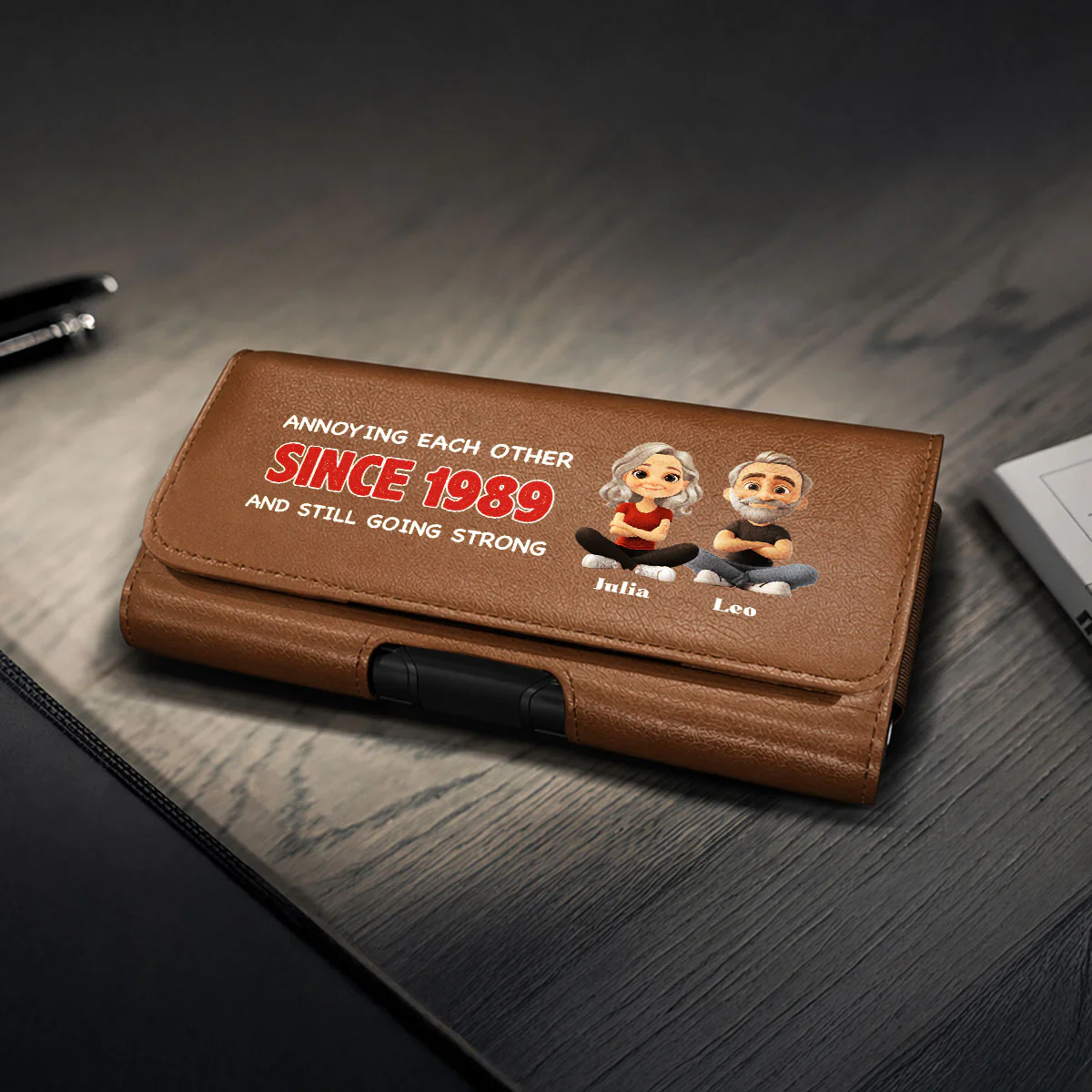 Together Forever - Personalized Custom Leather Phone And Card Holster - Image 3