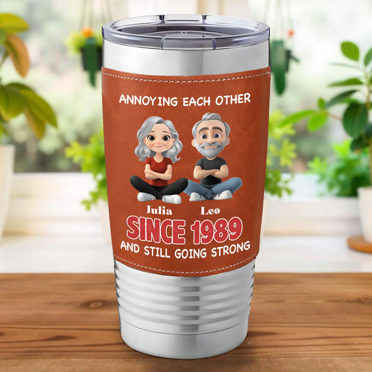 Together Forever - Personalized Custom Leather Tumbler - Image 7