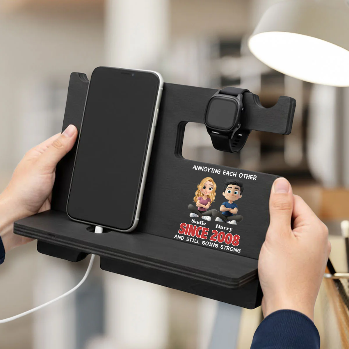 Together Forever - Personalized Custom Wood Phone Docking Station - Image 3