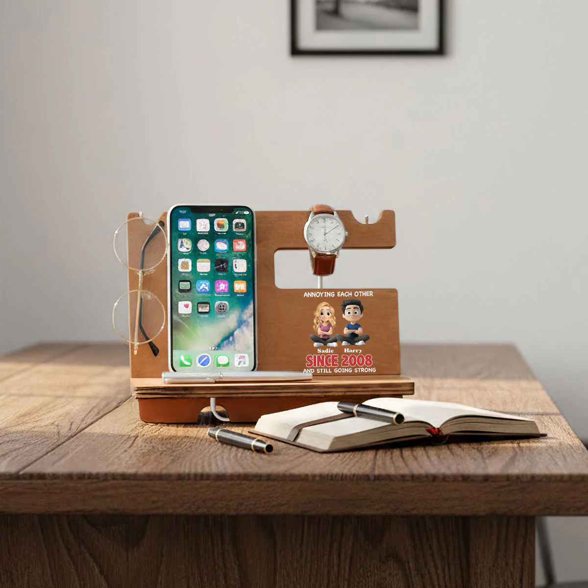 Together Forever - Personalized Custom Wood Phone Docking Station - Image 4