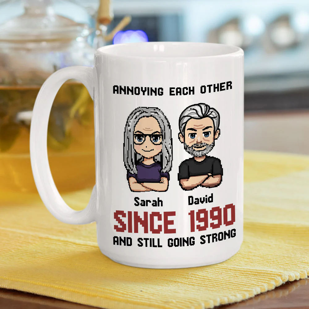 Together Forever Pixel - Personalized Custom Coffee Mug - Image 4