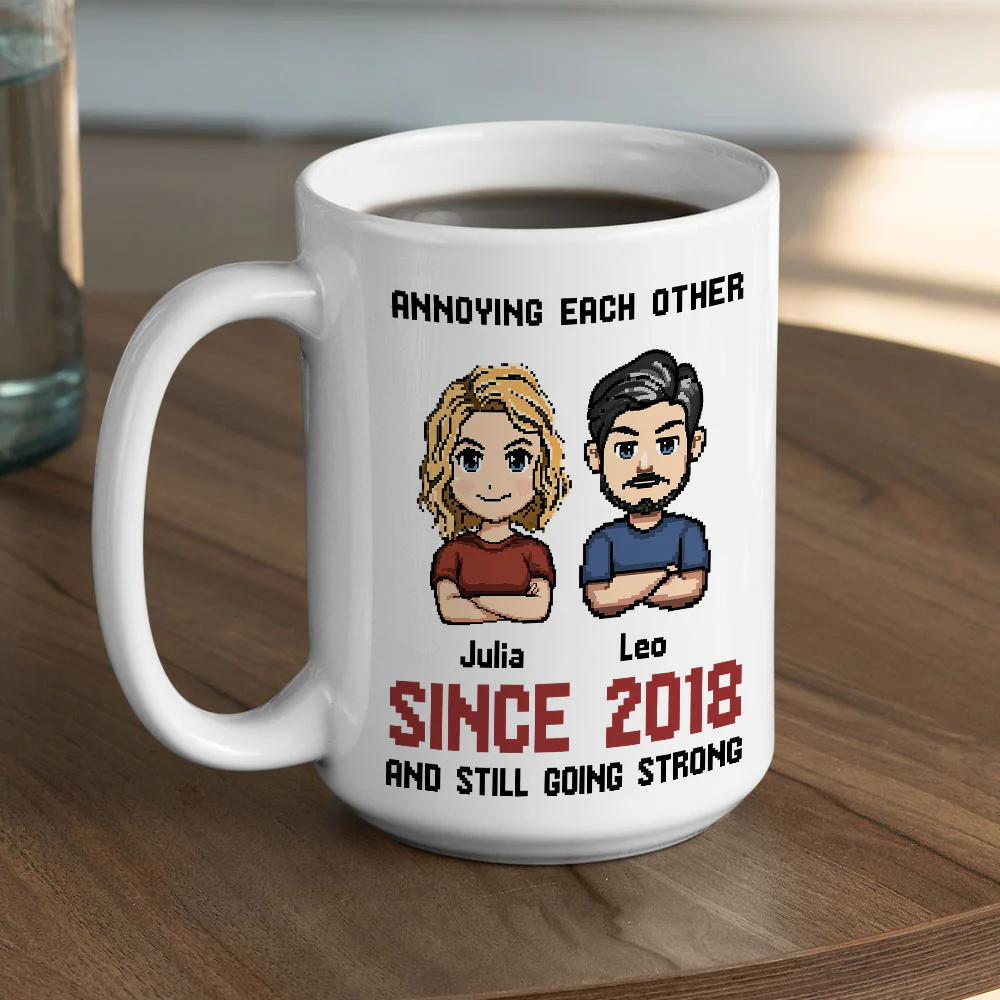 Together Forever Pixel - Personalized Custom Coffee Mug - Image 5