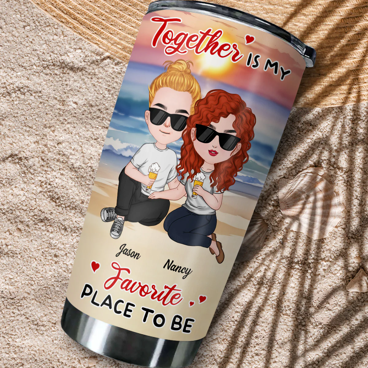 Together Is My Favorite Place To Be - Personalized Custom Tumbler - Image 3