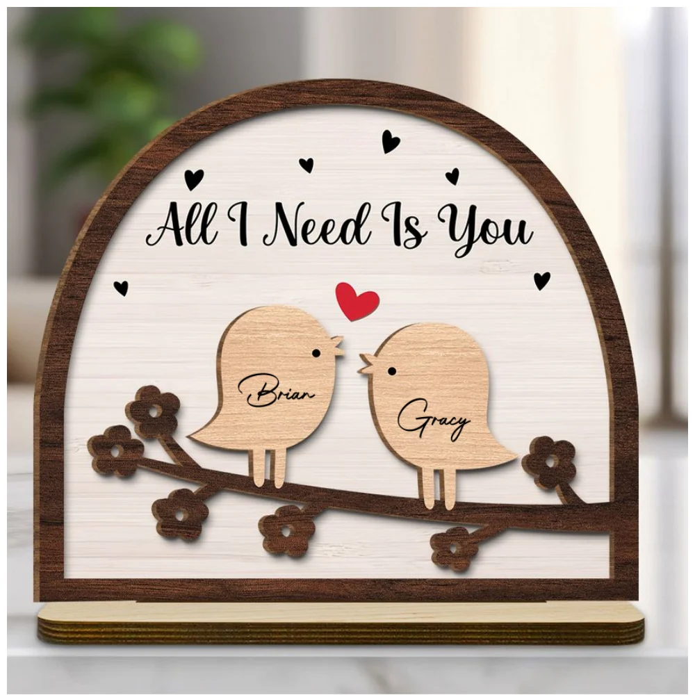 Together Is Right Where We Belong - Personalized Custom 2-Layer Wood Plaque With Flat Base - Image 8
