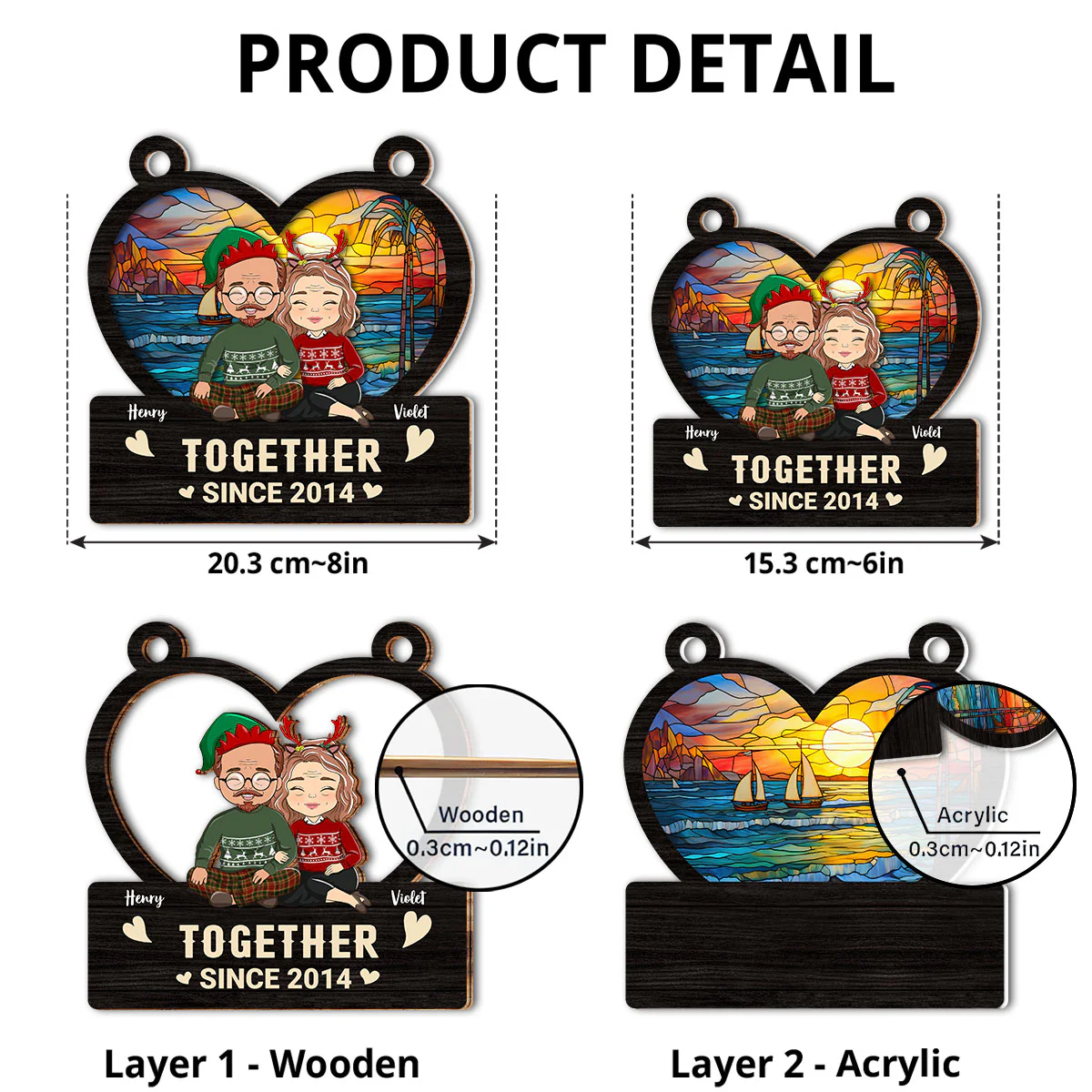 Together Since Christmas - Personalized Custom Suncatcher - Image 4
