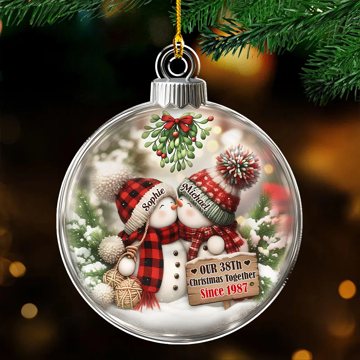 Together Since The First Snow - Personalized Custom 3D Effect Acrylic Ornament - Image 3