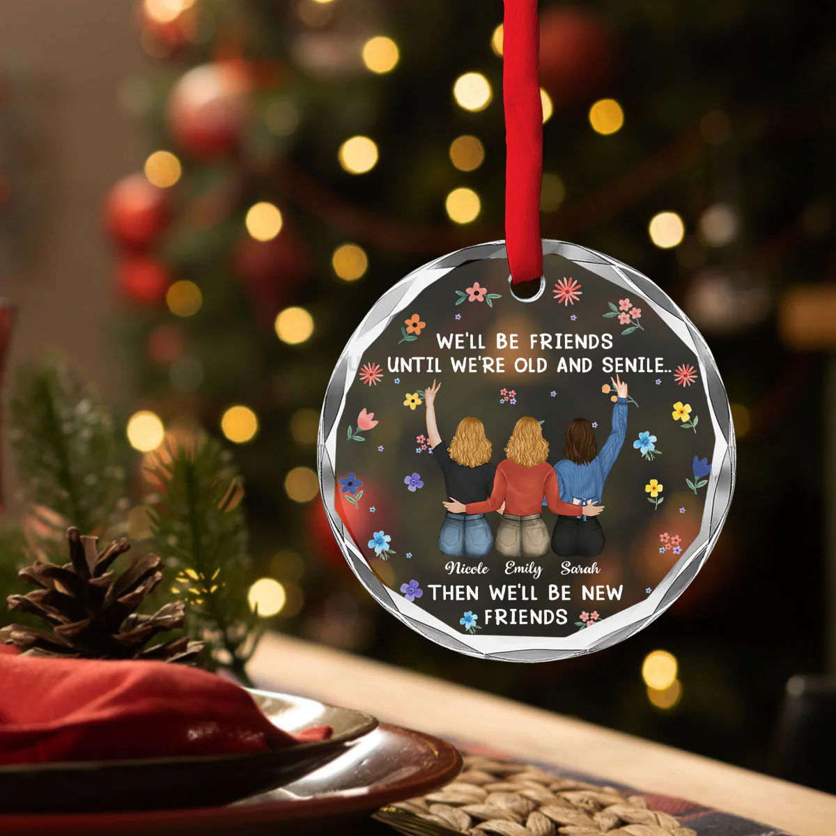Together Till We Forget Why - Personalized Custom Glass Ornament - Image 3