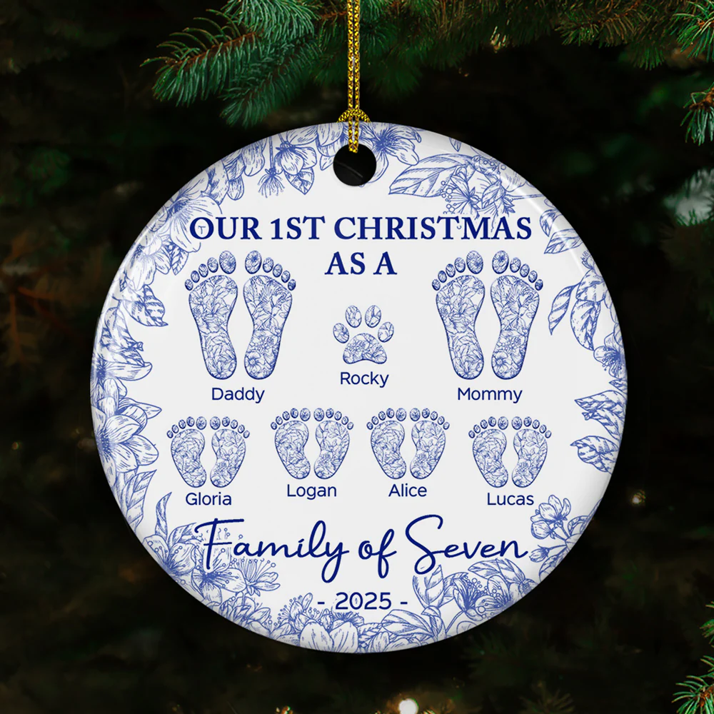 Together We Celebrate Our First - Personalized Custom Ceramic Ornament - Image 3