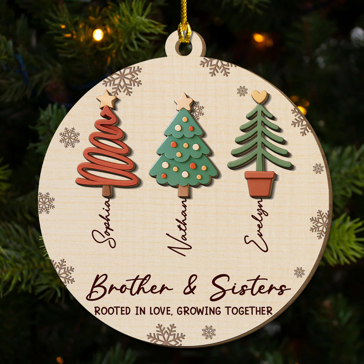 Together We Grow Through Life - Personalized Custom 2-layered Wood Ornament - Image 3