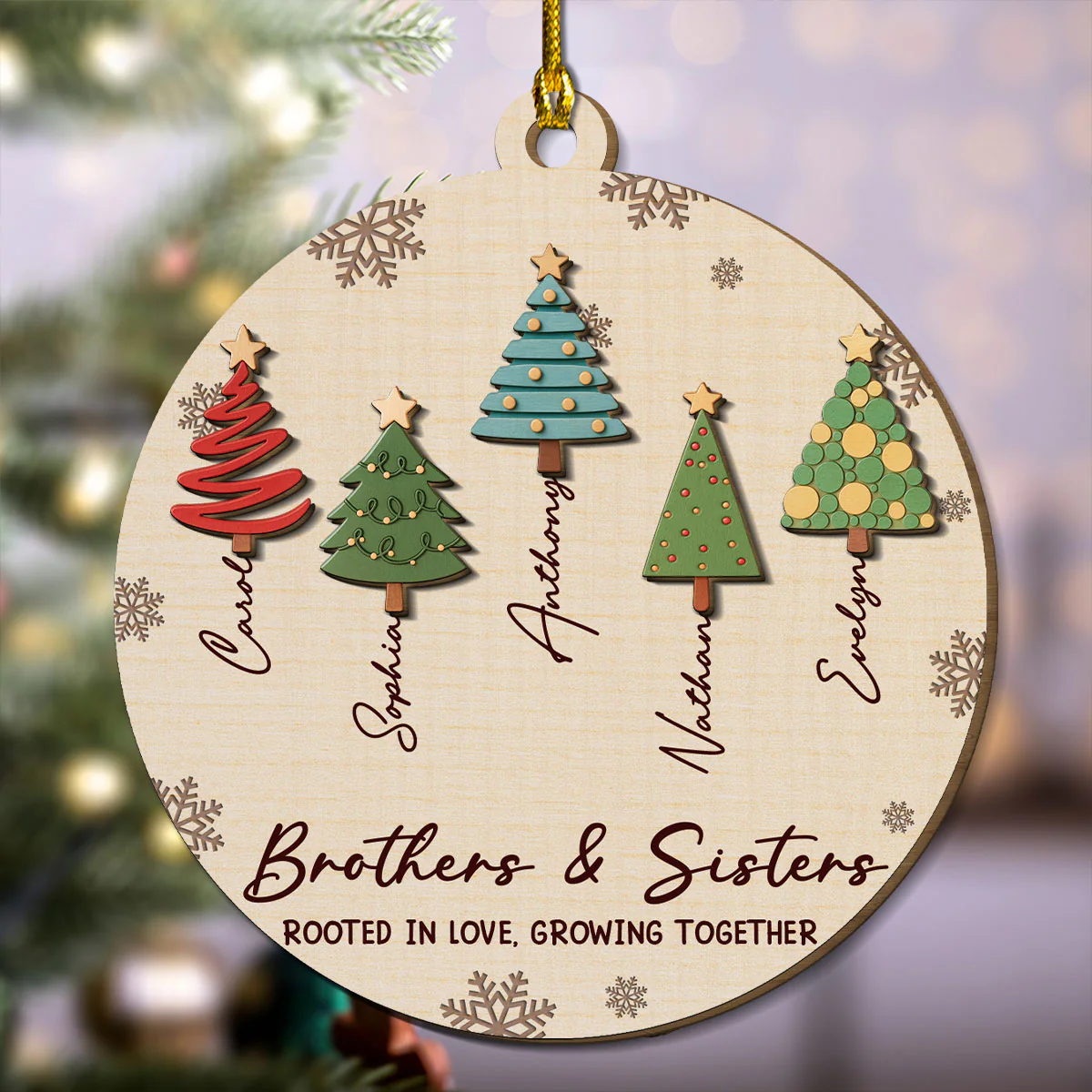 Together We Grow Through Life - Personalized Custom 2-layered Wood Ornament - Image 4
