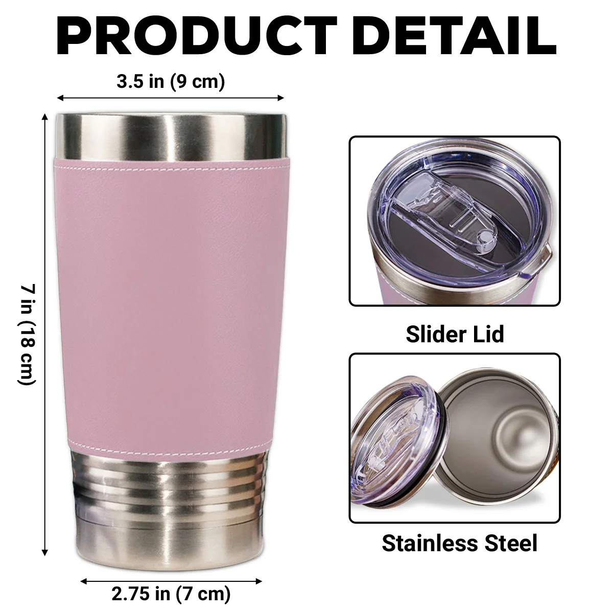 Together We Laugh - Personalized Custom Pink Leather Tumbler - Image 7
