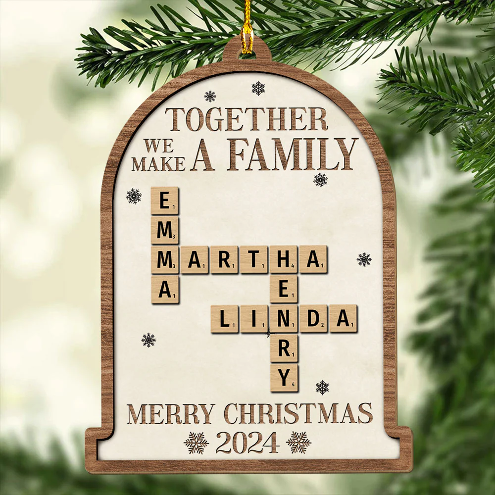 Together We Make A Family Christmas - Personalized Custom Wood Ornament - Image 3