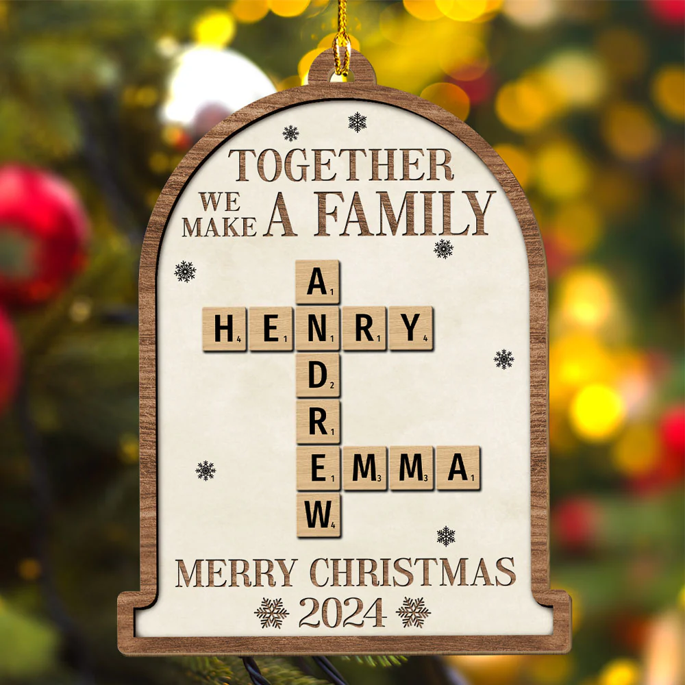 Together We Make A Family Christmas - Personalized Custom Wood Ornament - Image 4