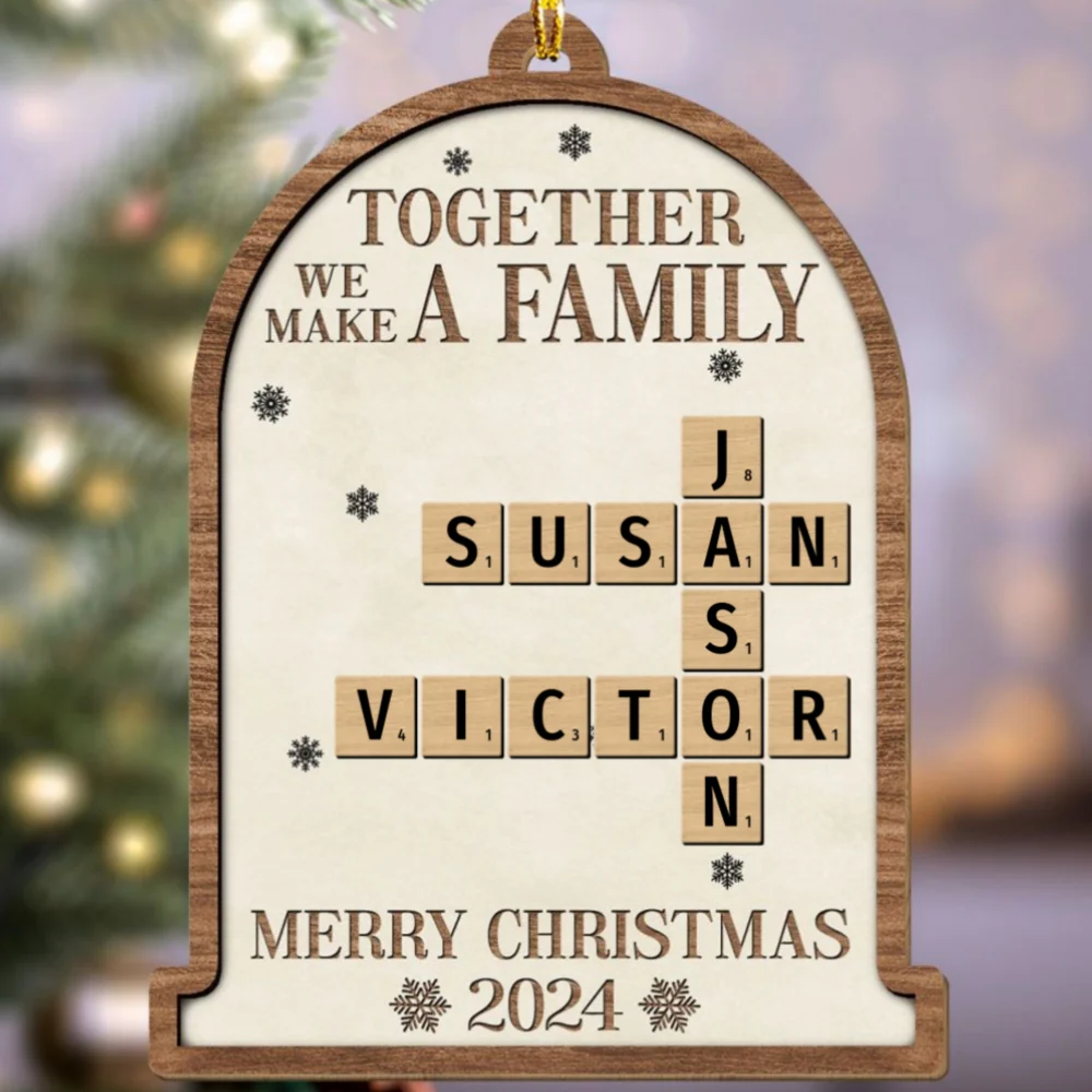 Together We Make A Family Christmas - Personalized Custom Wood Ornament - Image 5