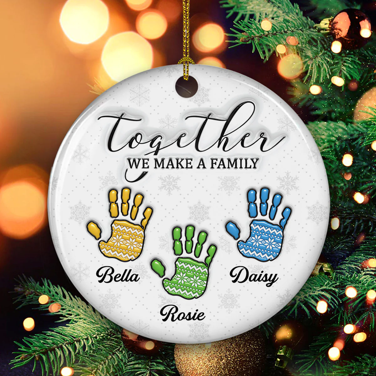 Together We Make A Family - Personalized Custom 3D Inflated Effect Ceramic Ornament - Image 2