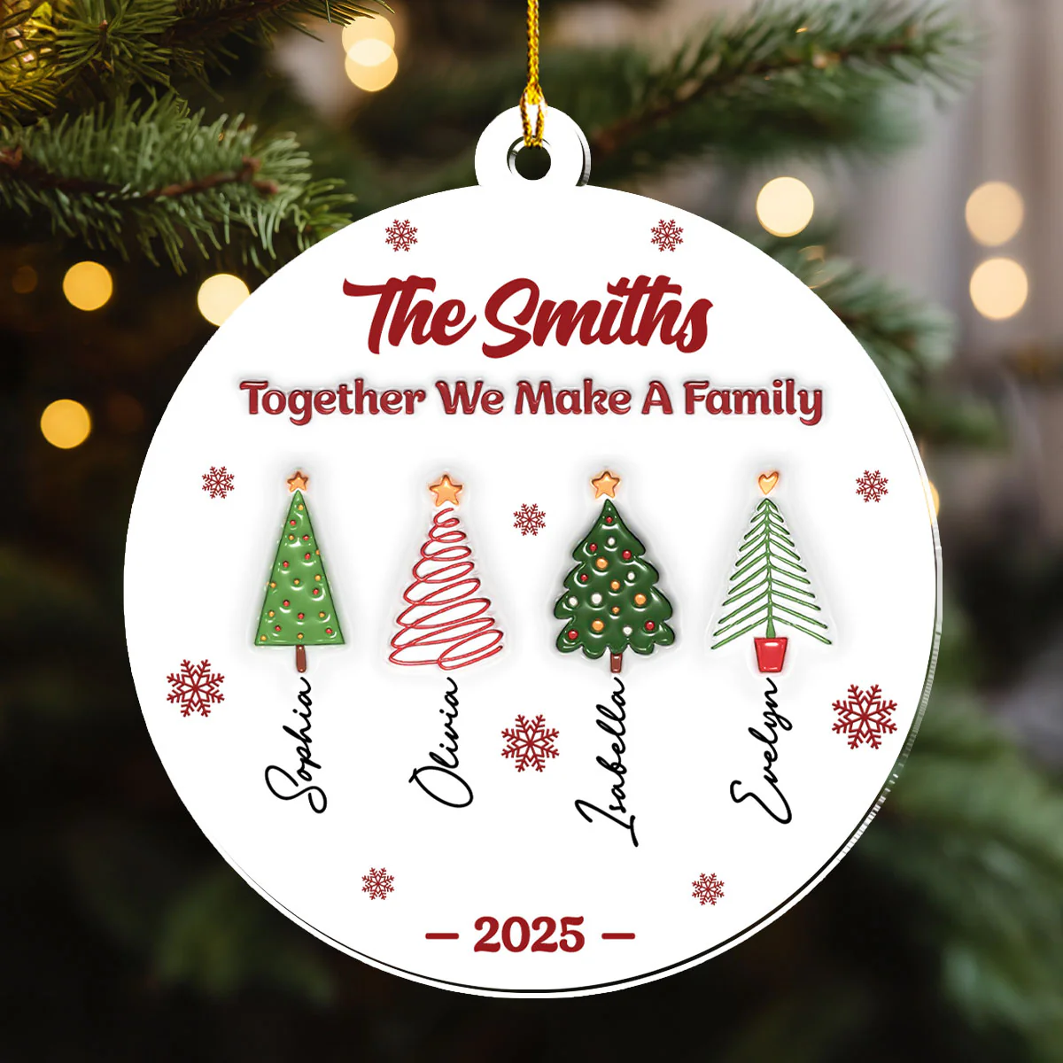 Together We Make A Happy Family - Personalized Custom 3D Inflated Effect Acrylic Ornament - Image 3