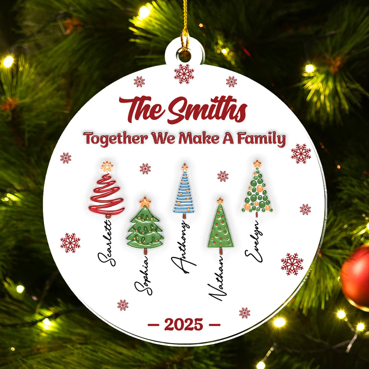 Together We Make A Happy Family - Personalized Custom 3D Inflated Effect Acrylic Ornament - Image 4