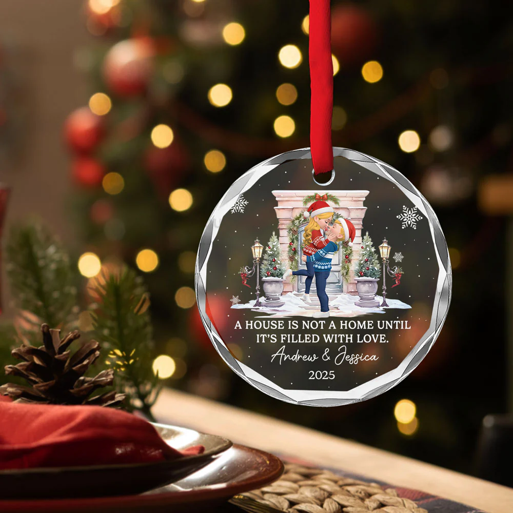 Together We Make A Home - Personalized Custom Glass Ornament - Image 3