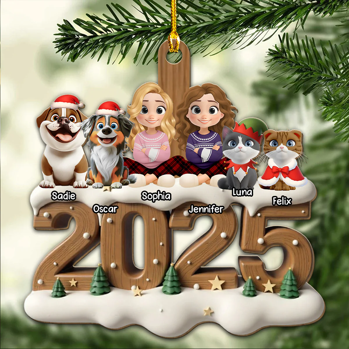 Together With Them This Year Onwards - Personalized Custom 3D Effect Wood Ornament - Image 4