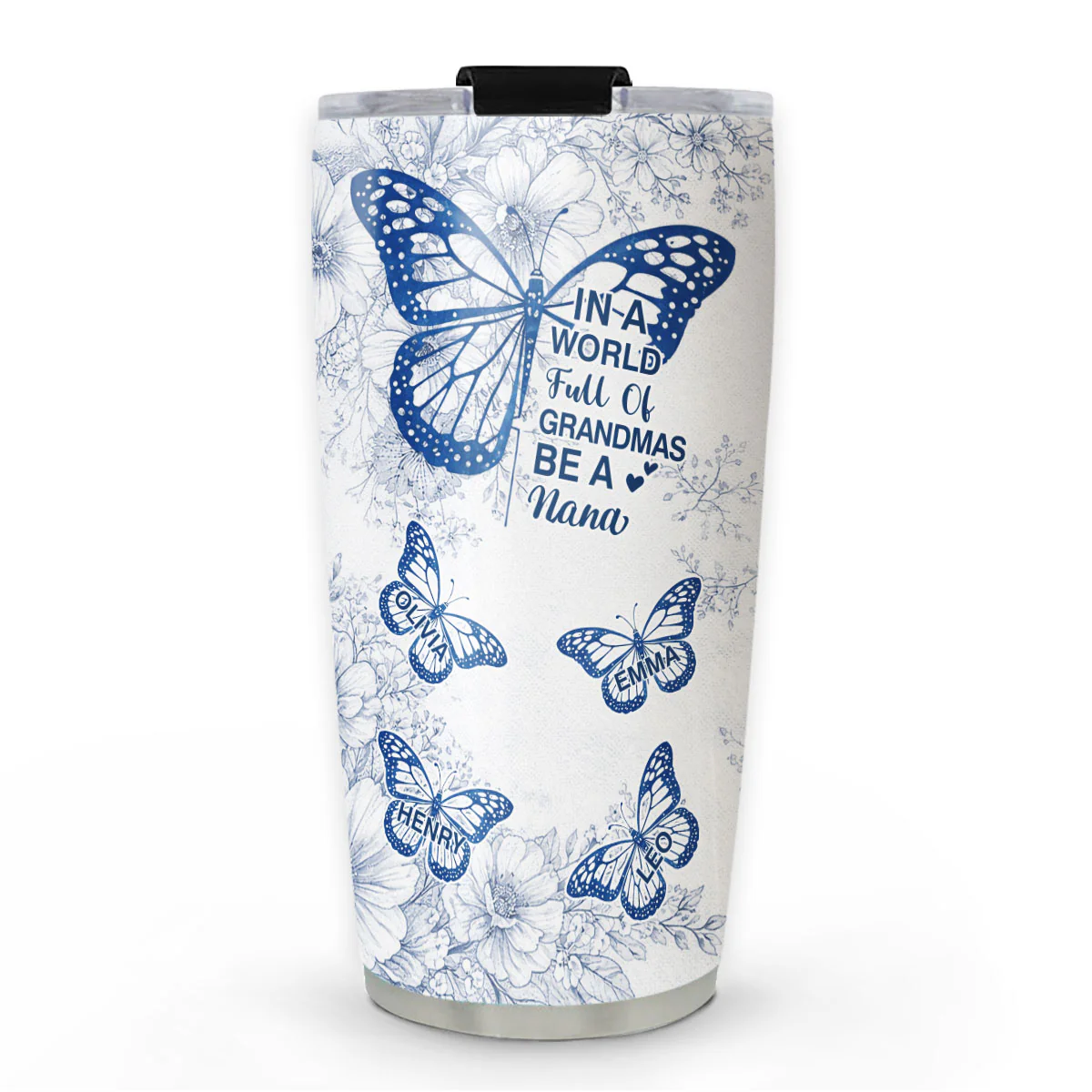 Toile De Jouy World Full Of Grandmas - Personalized Custom Tumbler