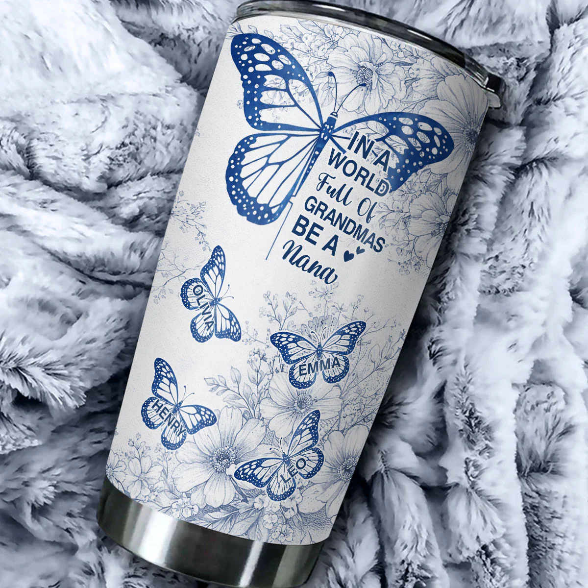 Toile De Jouy World Full Of Grandmas - Personalized Custom Tumbler - Image 2