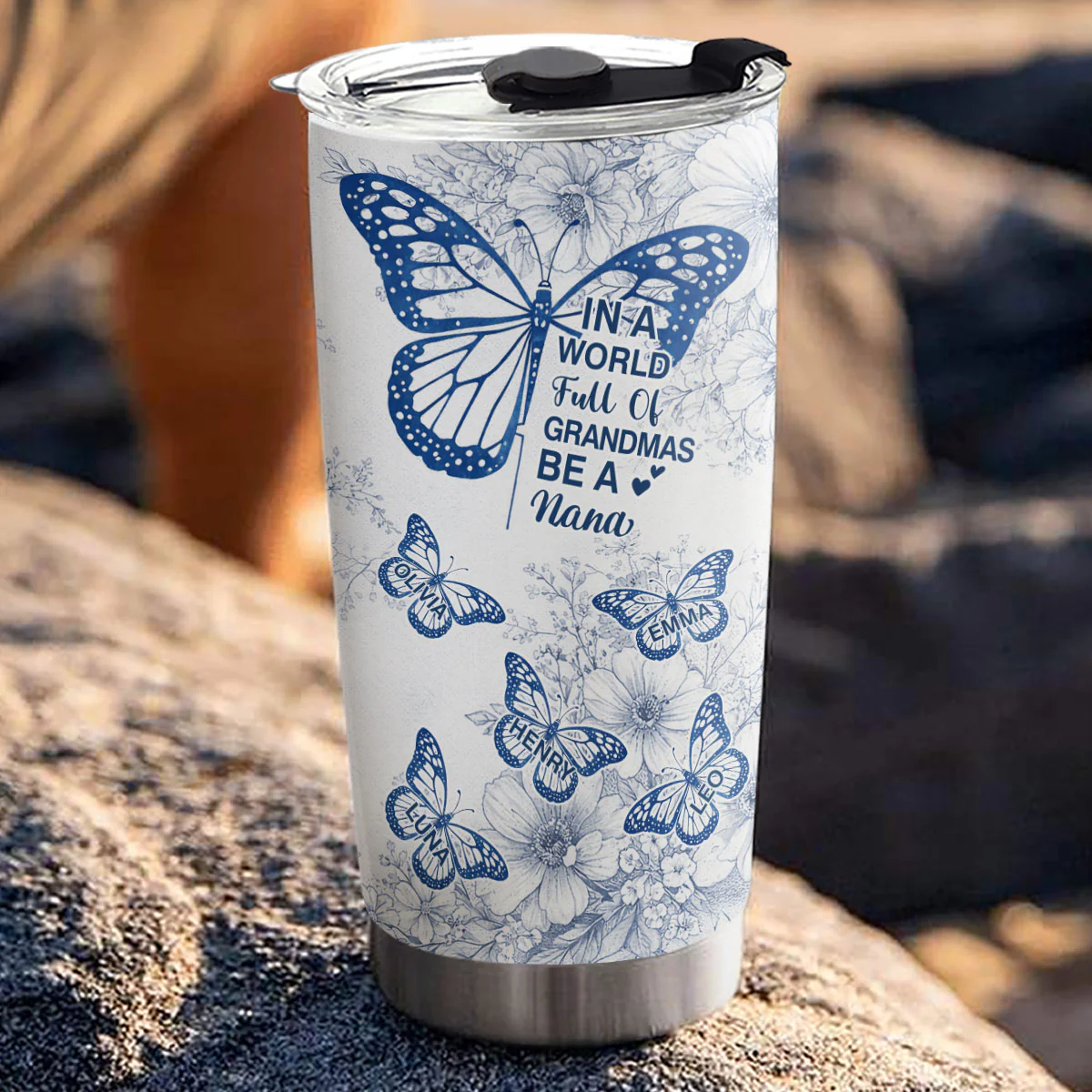 Toile De Jouy World Full Of Grandmas - Personalized Custom Tumbler - Image 5