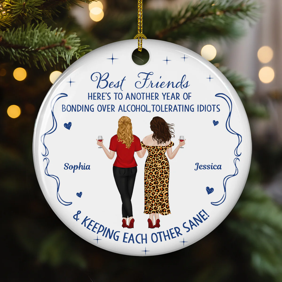 Tolerating Idiots Club - Personalized Custom Ceramic Ornament  - Image 3