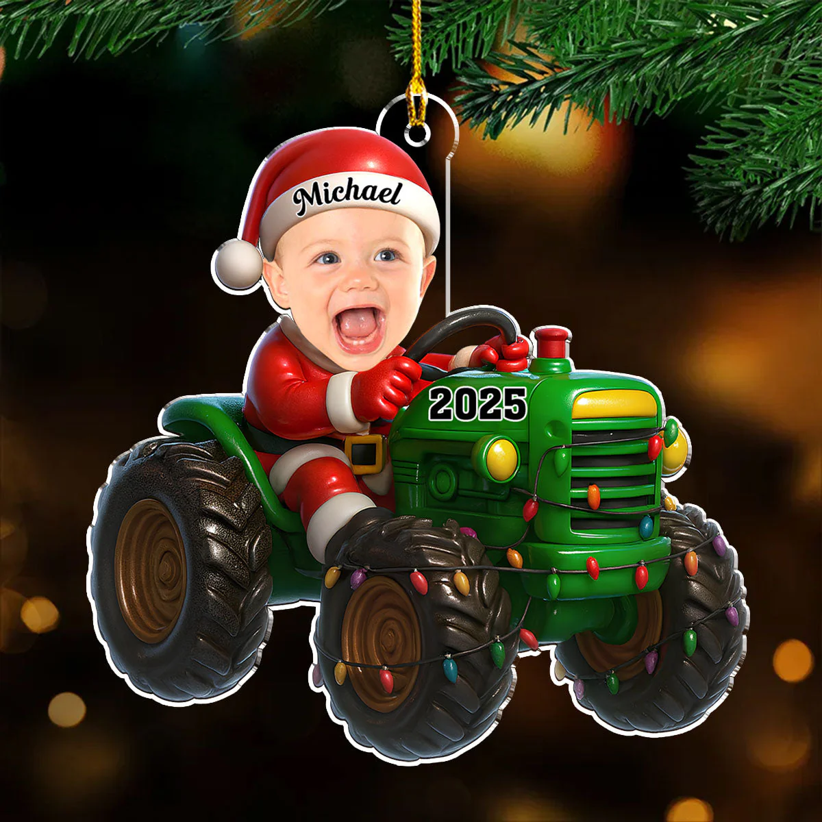 Tractor Driver - Personalized Custom Acrylic Ornament - Image 4