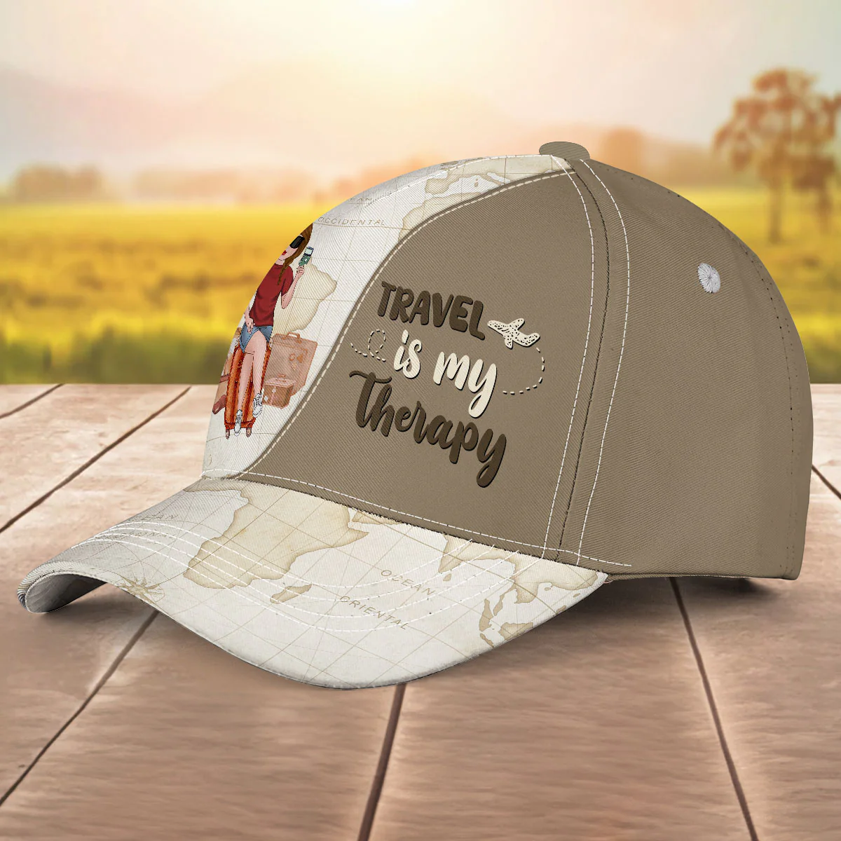 Travel Is My Therapy - Personalized Custom Classic Cap - Image 4
