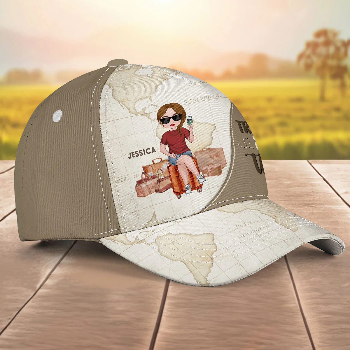 Travel Is My Therapy - Personalized Custom Classic Cap - Image 5