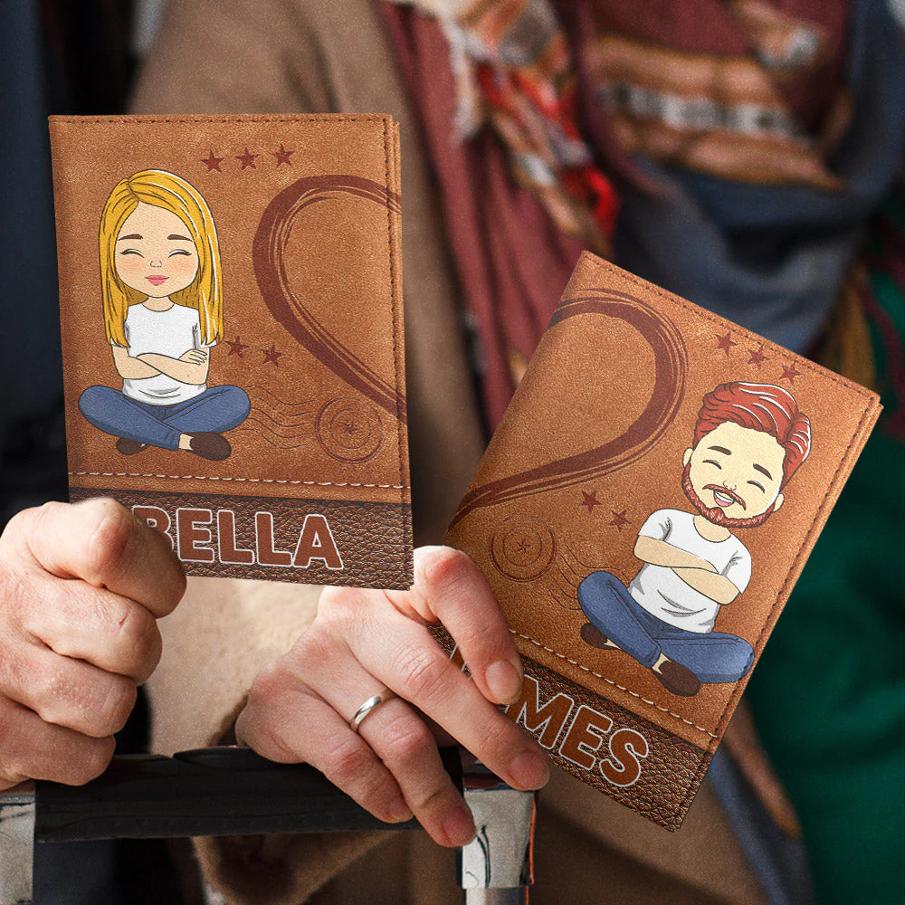 Travel Is My Therapy - Personalized Custom Couple Passport Cover - Image 3