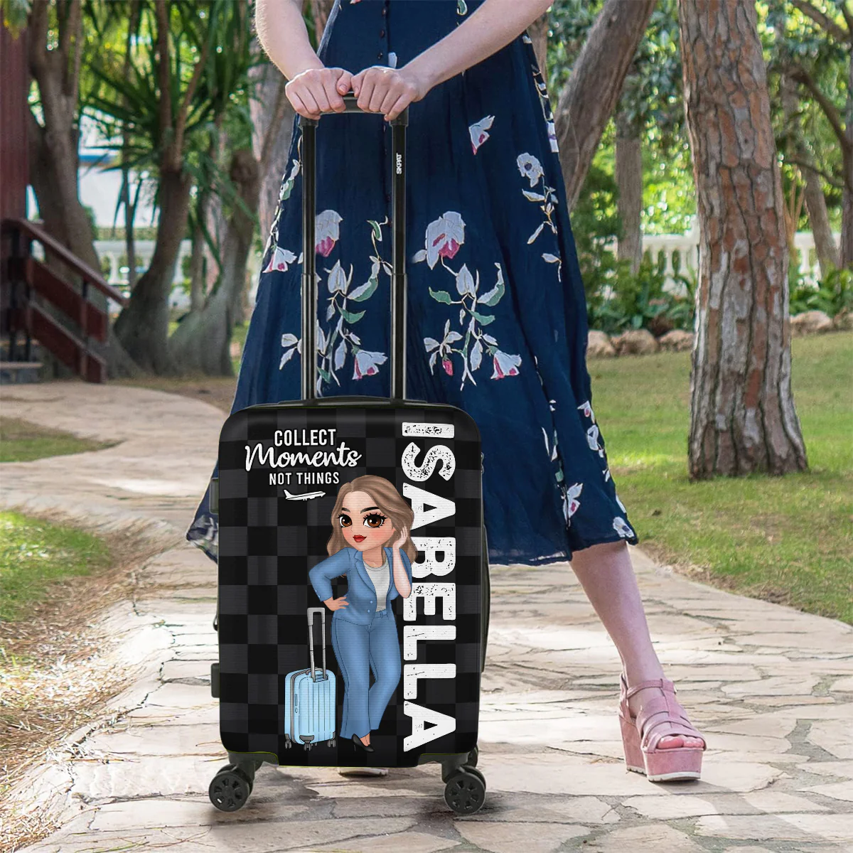 Travel Is My Therapy - Personalized Custom Luggage Cover - Image 4